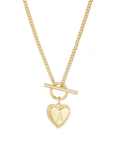 ADORNIA Gold Heart Initial Toggle Necklace