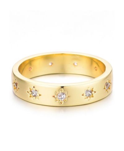 ADORNIA Gold Cubic Zirconia Stars Band Ring