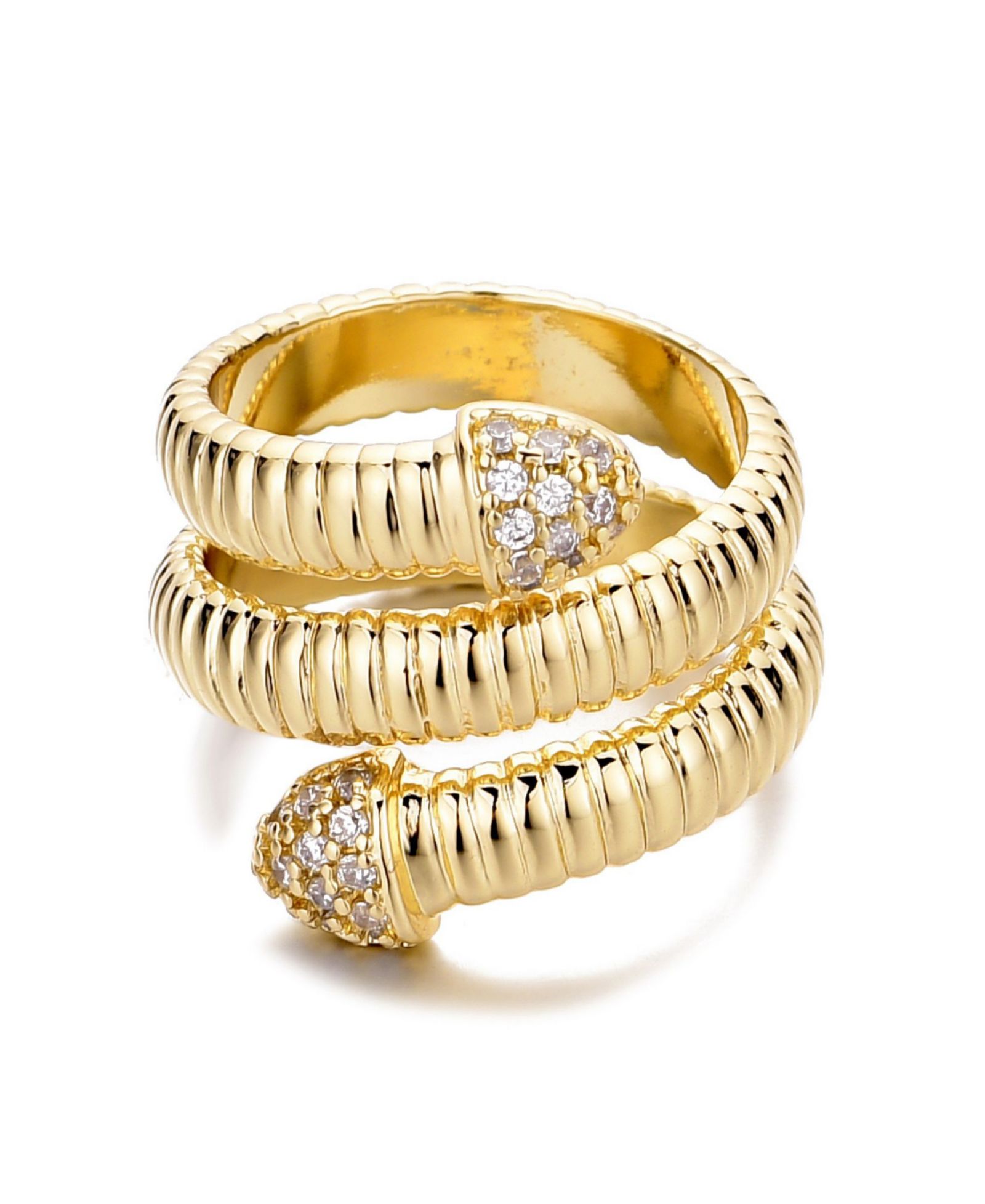 ADORNIA Gold Cubic Zirconia Coil Wrap Ring