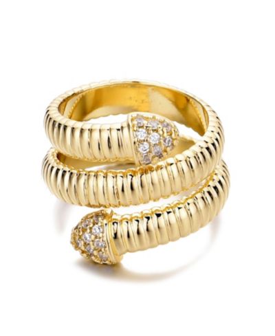 ADORNIA Gold Cubic Zirconia Coil Wrap Ring