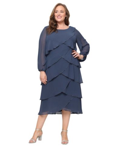 Женское многослойное шифоновое платье А-силуэта Plus Size