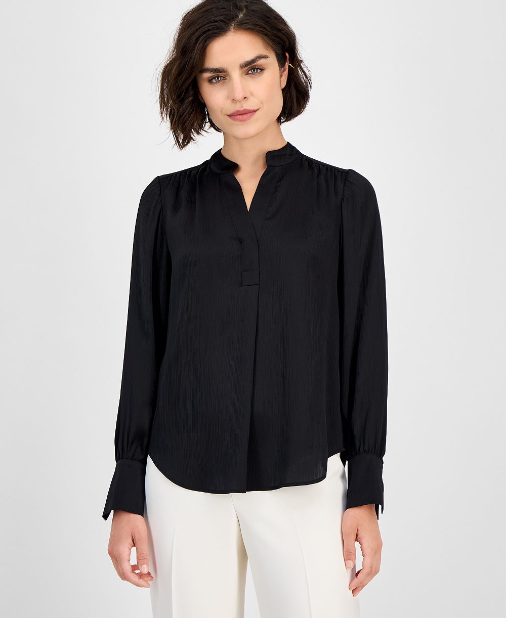 Anne Klein Petite Split-Neck Blouse