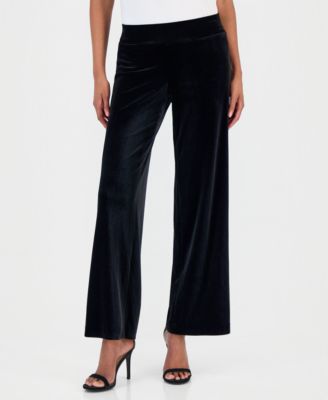Женские бархатные широкие брюки с высокой посадкой Anne Klein Women's Velvet High-Rise Pull-On Wide-Leg Pants