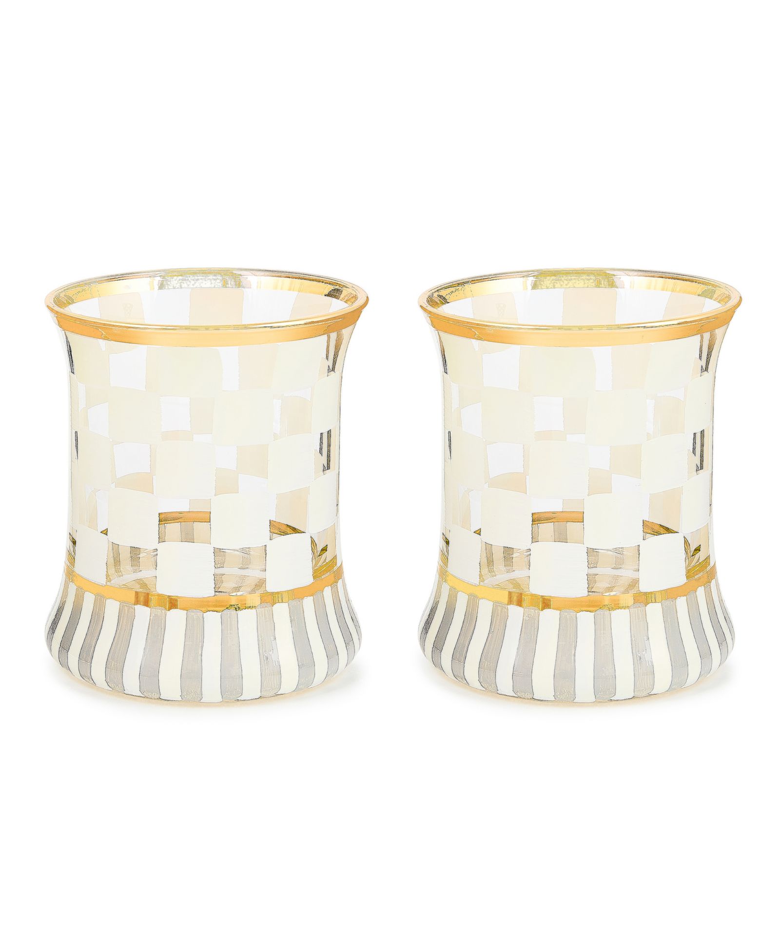 MacKenzie-Childs Carnival White Tumbler Glass, Set of 2