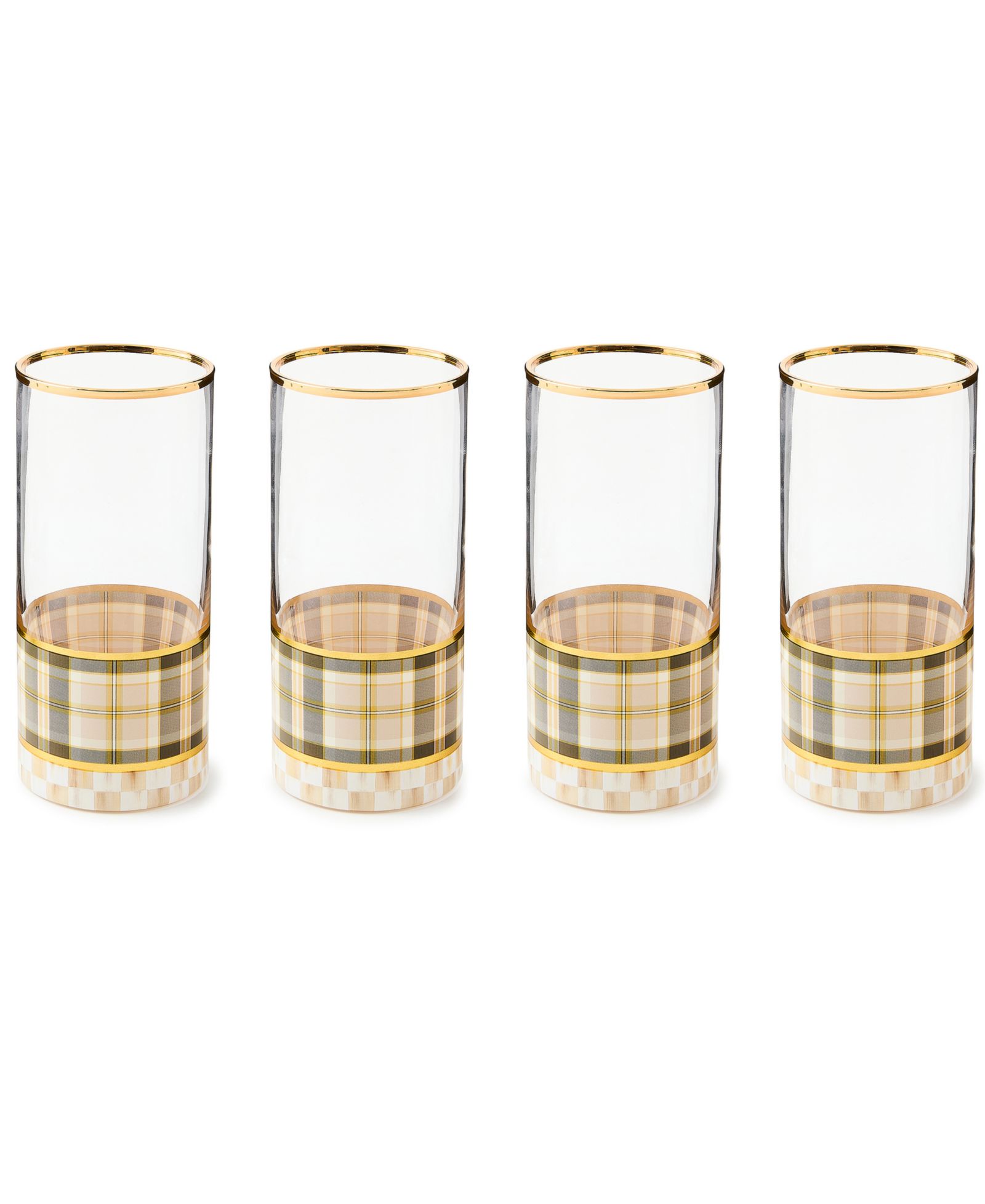 Набор стаканов MacKenzie-Childs Tartan Mocha Highball, 4 шт.