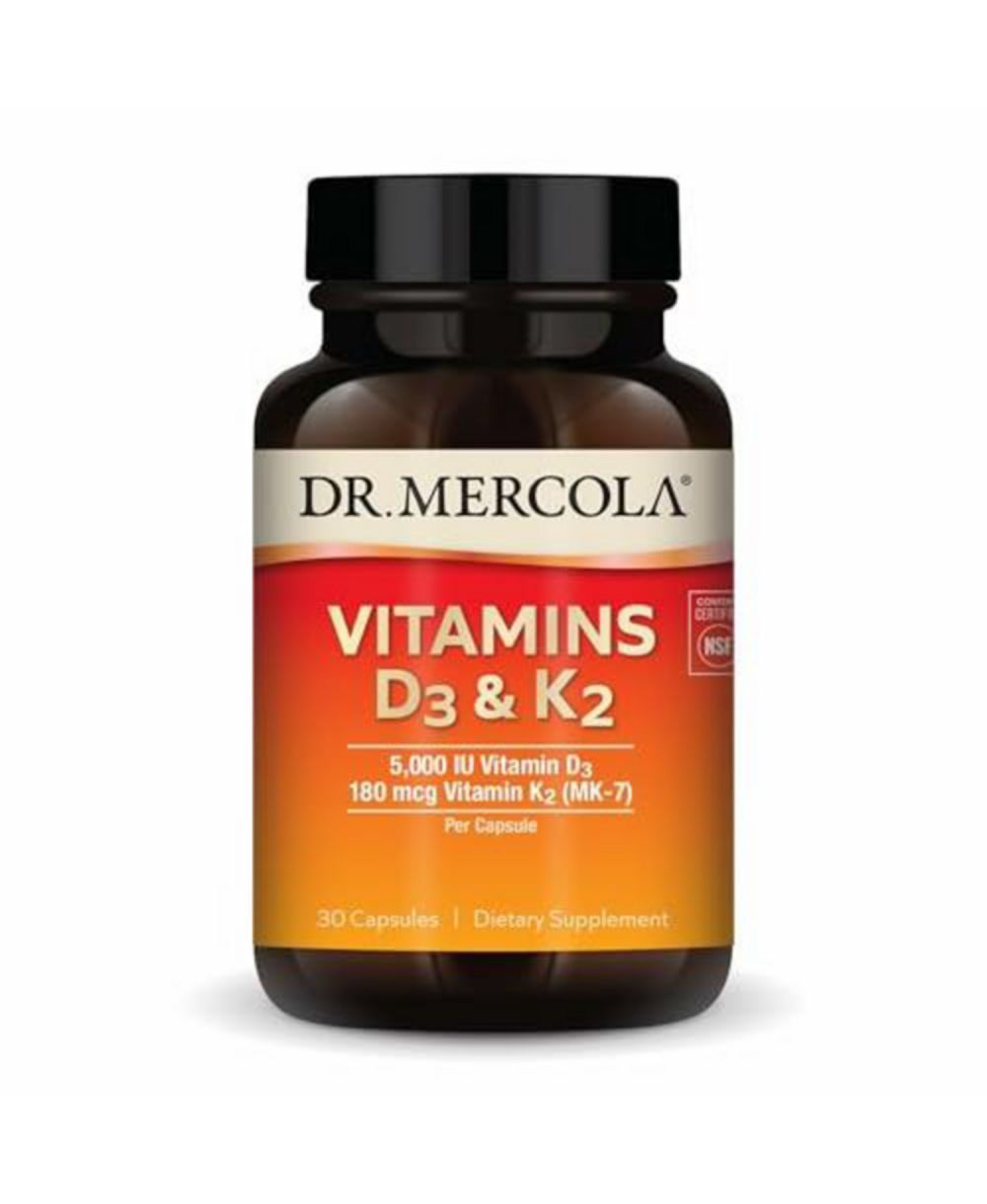 Витамины Dr. Mercola D3 & K2, 30 порций, поддержка иммунитета