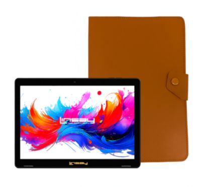 LINSAY планшет Android 15 256GB с коричневым кожаным чехлом