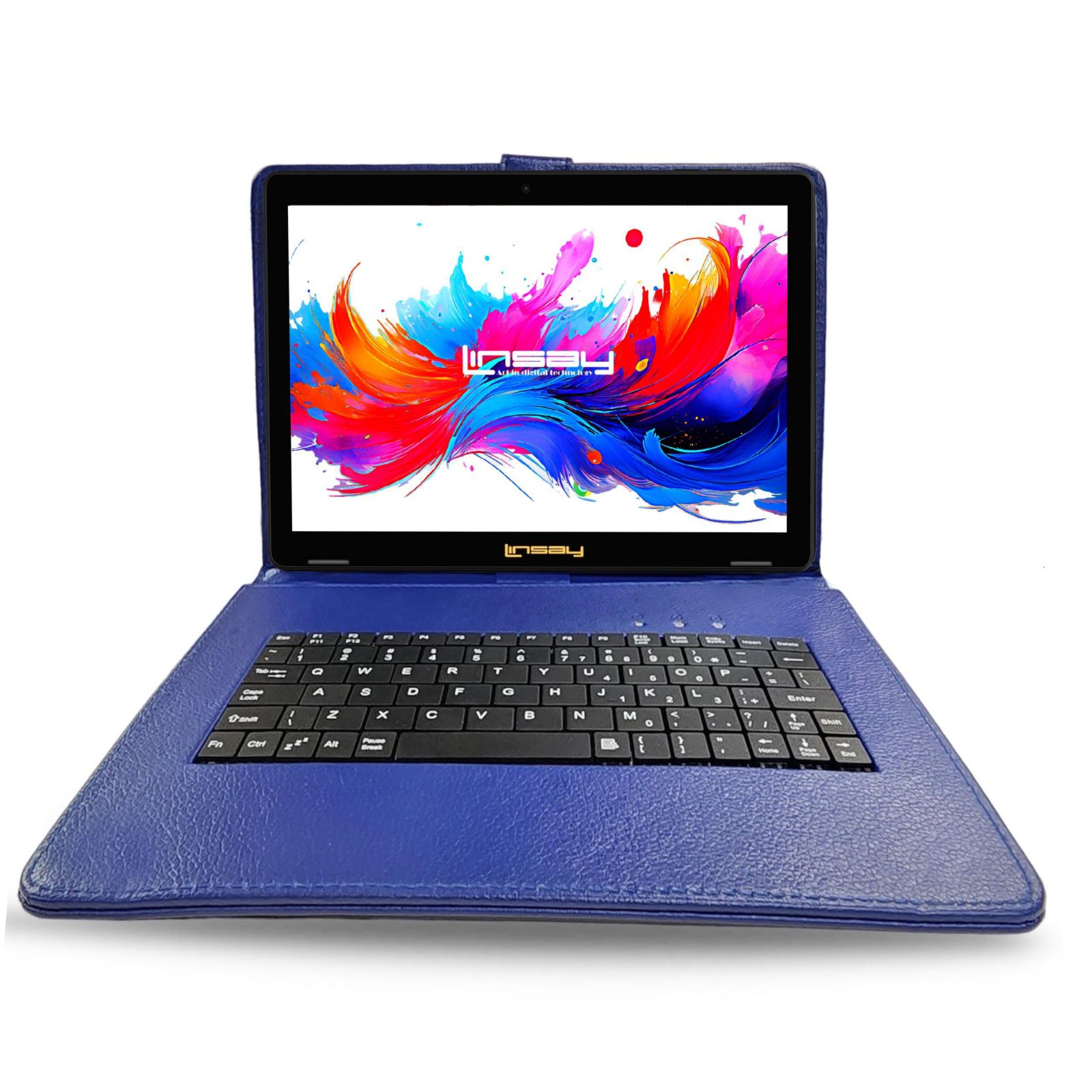 Планшет LINSAY 10.1" Octa Core 256GB Android 15 с синей клавиатурой