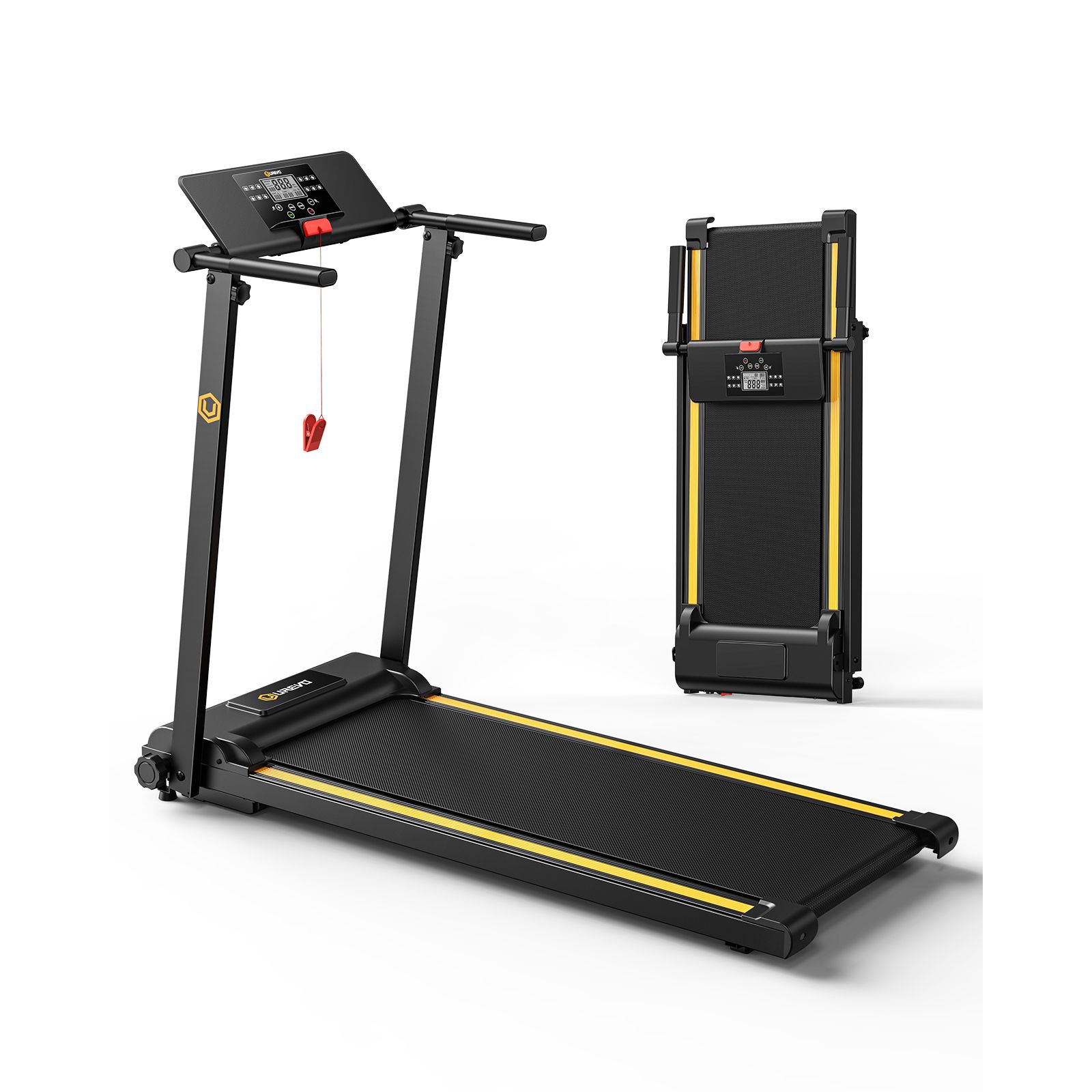 UREVO Foldi Mini Treadmill, SpaceSaver Folding Treadmill, with HIIT Mode, 0.6-6.2MPH Speed, Pet-Friendly