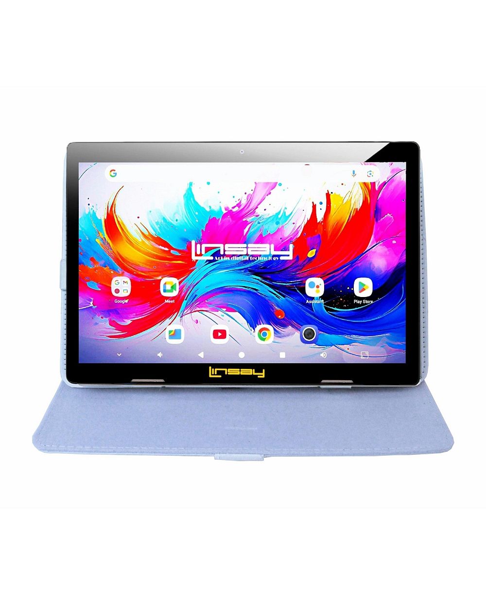 Планшет LINSAY 10.1" Octa Core, 256GB, Android 15, с белым кожаным чехлом