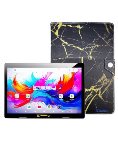 Планшет LINSAY 10.1" Octa Core 256GB Android 15 с Black and Golden Marble Case