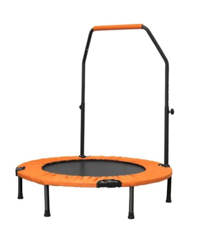 Zenova 40inch Foldable Mini Trampoline Orange Fitness Rebounder with Adjustable Foam Handle