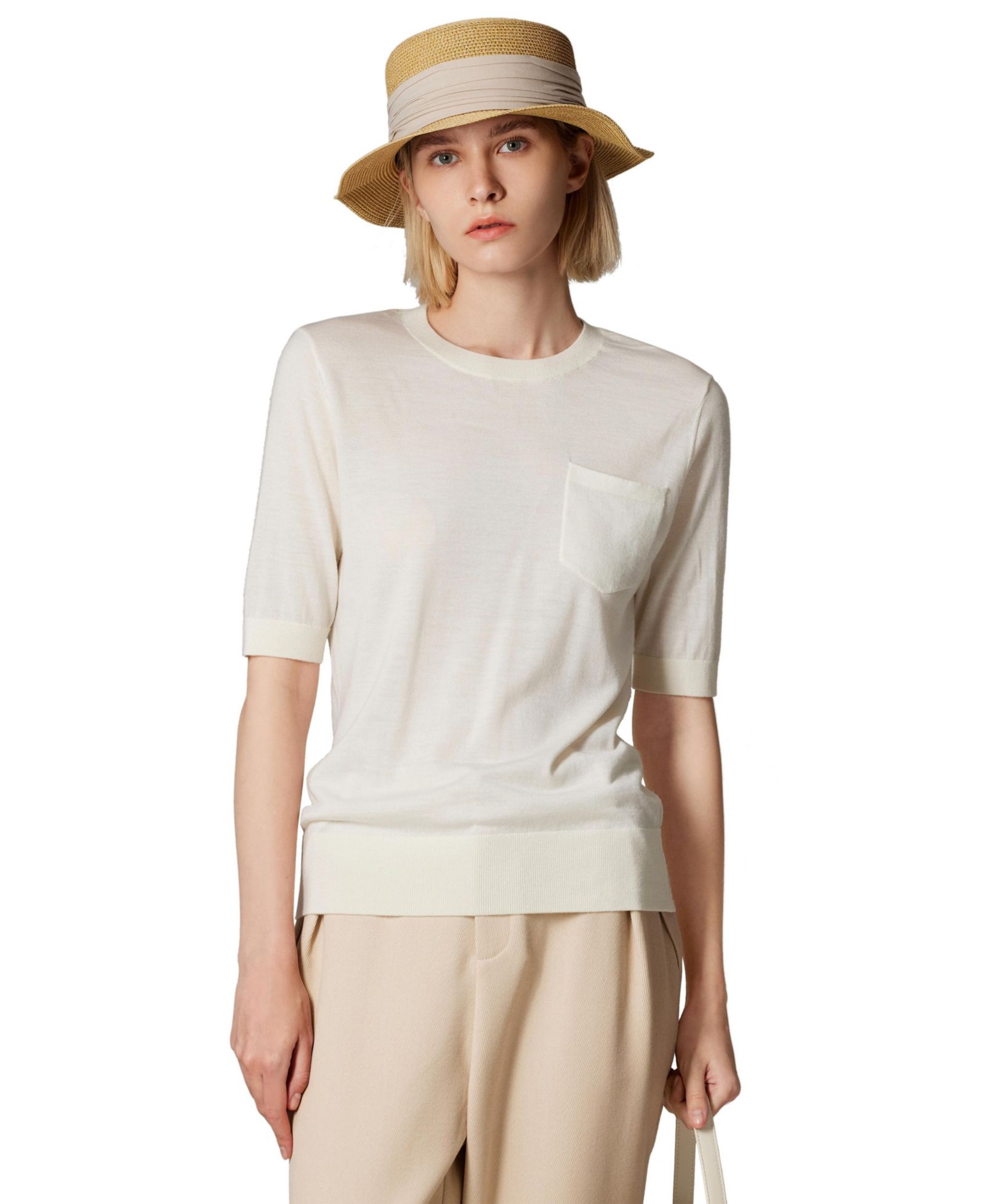 Женский джемпер JENNIE LIU Merino Wool Silk Crew Neck, Ultra Soft