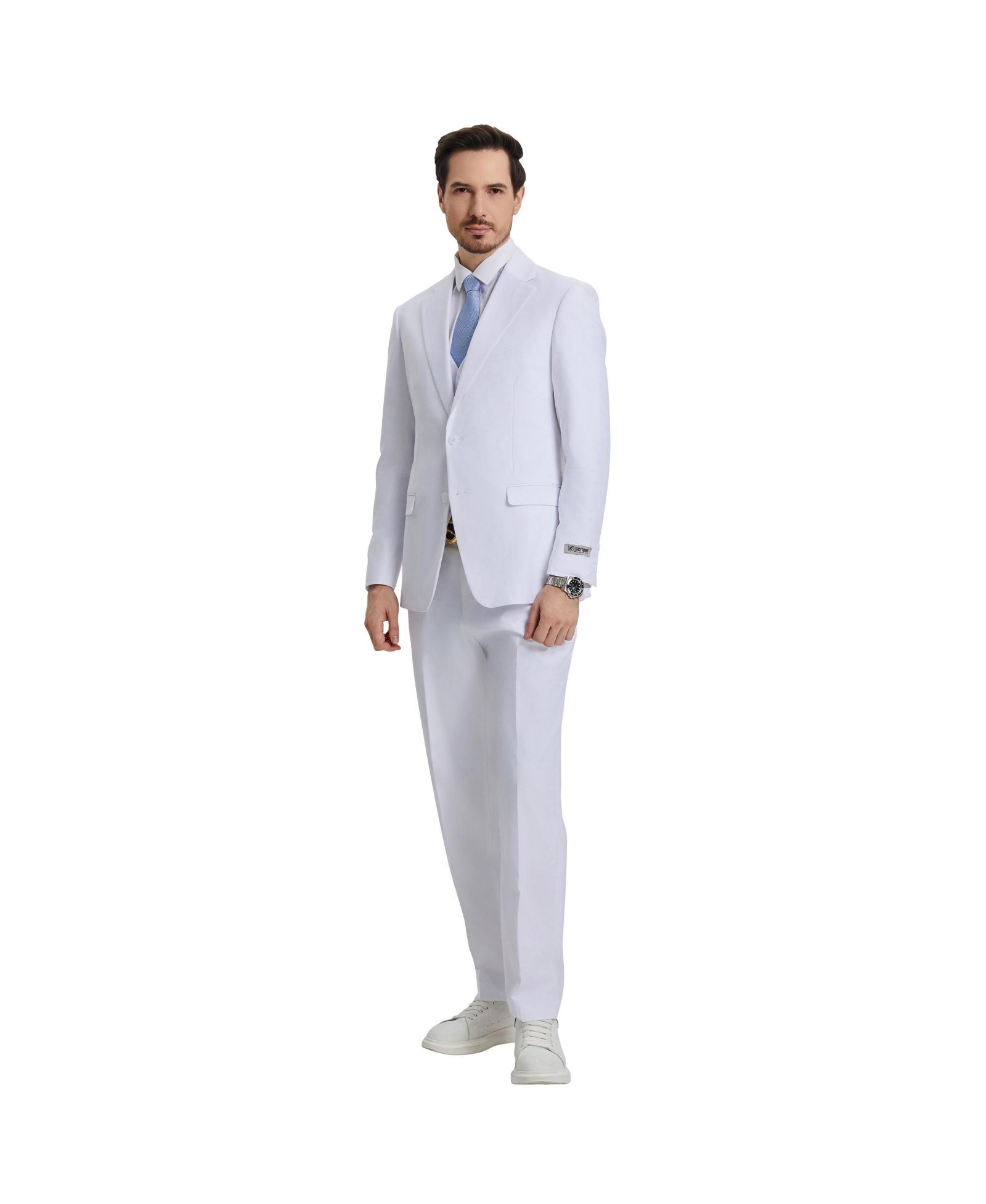 Stacy Adams Men's Hybrid-Fit 3pc Notch Lapel Suit Set, Jacket Vest and Pants