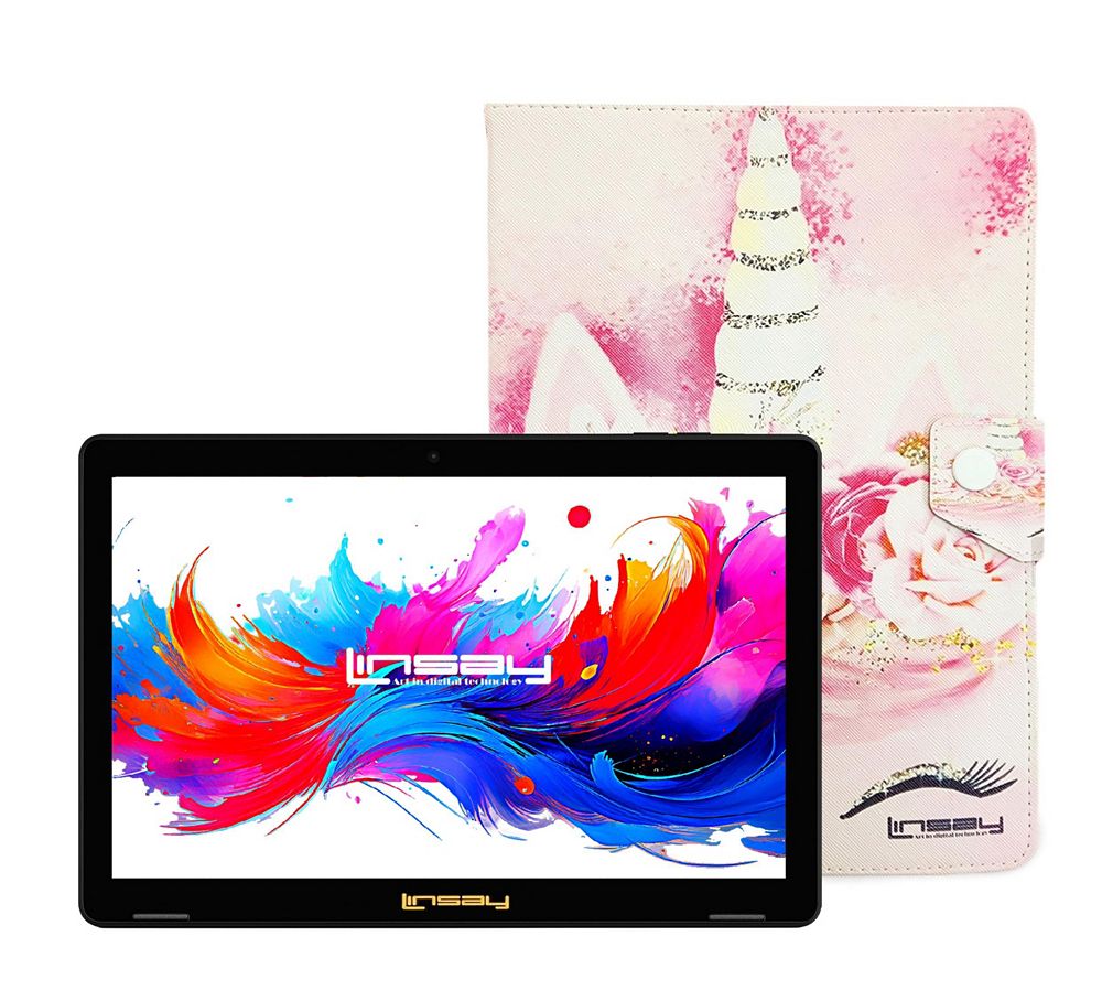 Планшет LINSAY 10.1" Octa Core 256GB Android 15 с чехлом Unicorn Shape