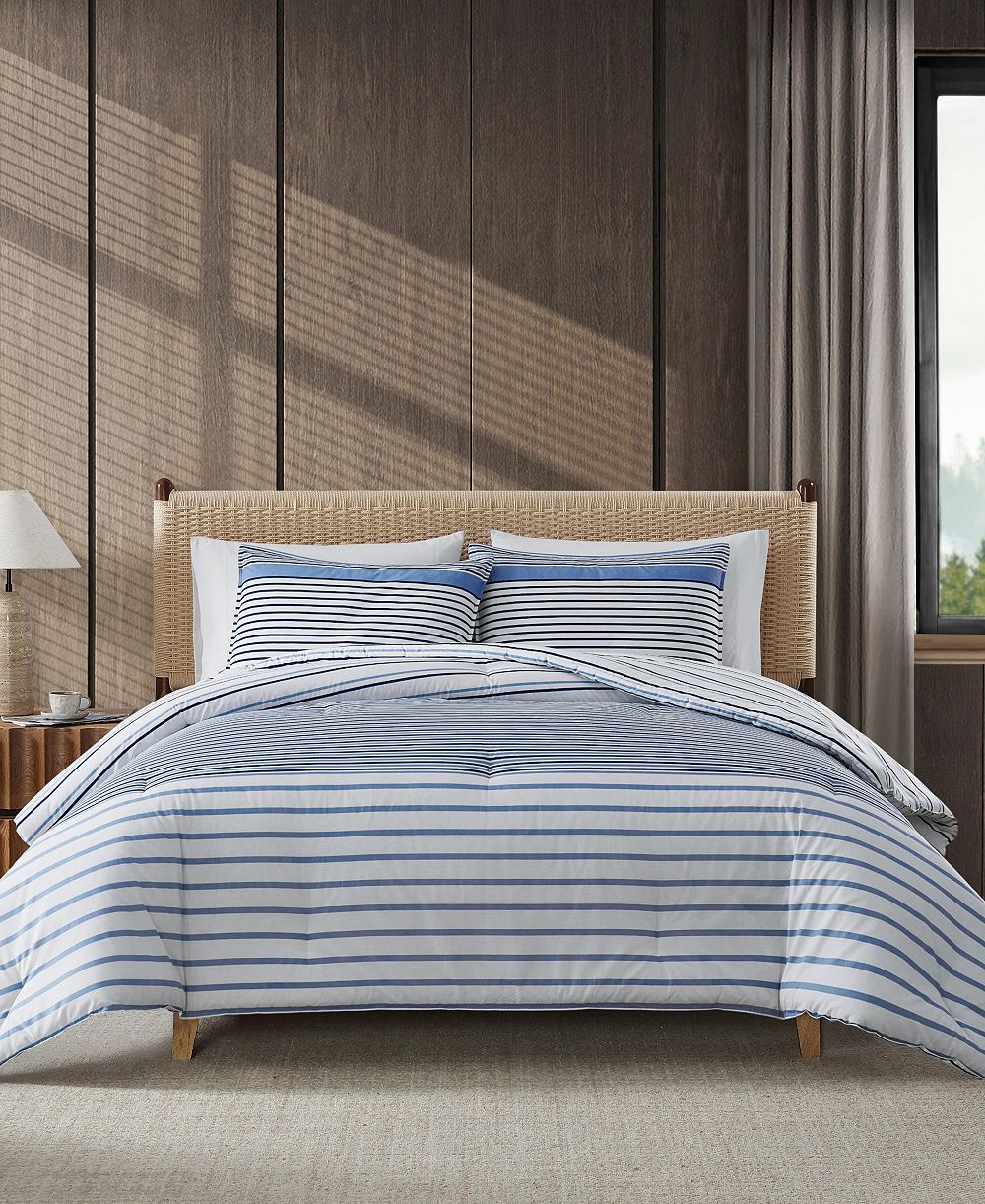 Eddie Bauer Cooper Stripe хлопковый двусторонний комплект пододеяльников, Full/Queen