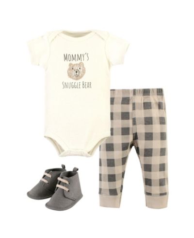 Hudson Baby Baby Boys Hudson Unisex Cotton Essentials Bodysuit, Pants, and Shoes 3Pk