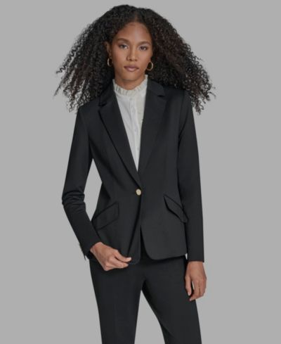 BCBG Women's Padded Shoulder One Button Jacket
