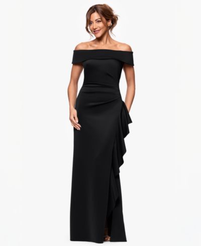 Платье XSCAPE Petite Off-The-Shoulder Ruffled Side-Slit Gown