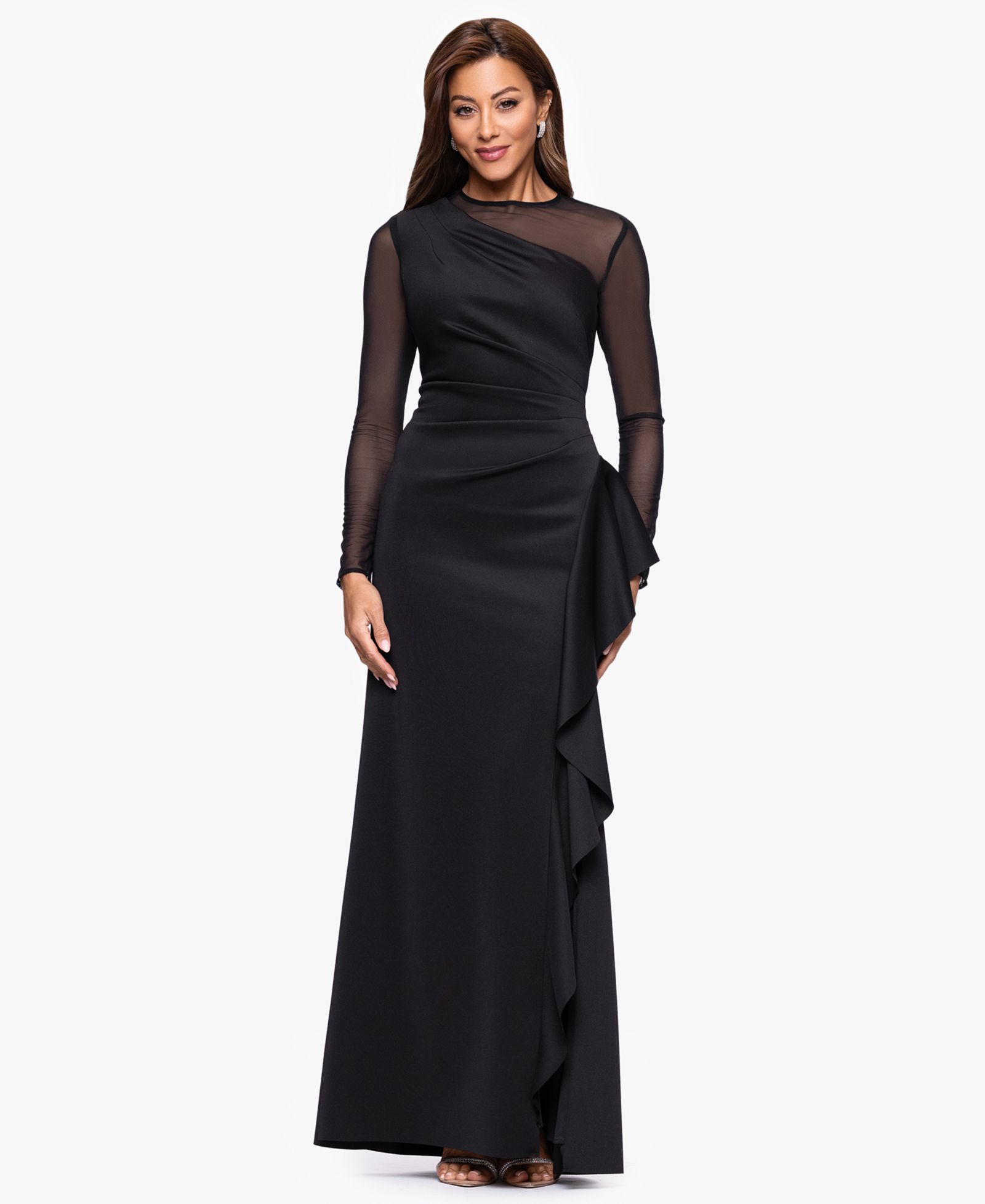 Платье XSCAPE Petite Crew Neck Long Sleeve