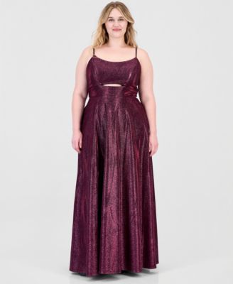 City Studios Trendy Plus Size Glitter Sleeveless Gown