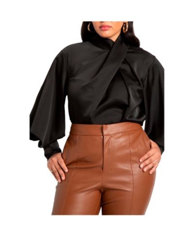 Блузка ELOQUII Women's Draped Neck Satin