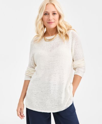 Style & Co Women's Petite Boat Neck Tape Yarn Sweater, Macy's Exclusive