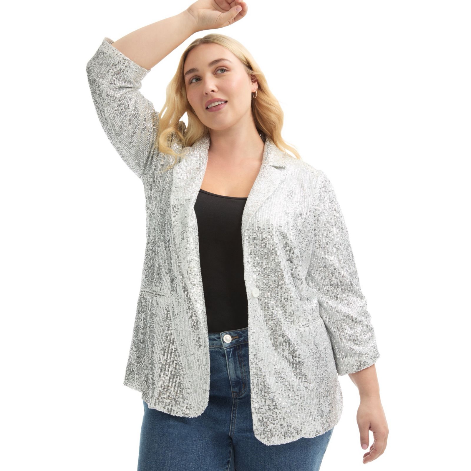 June & Vie Women's June and Vie Sequin Blazer