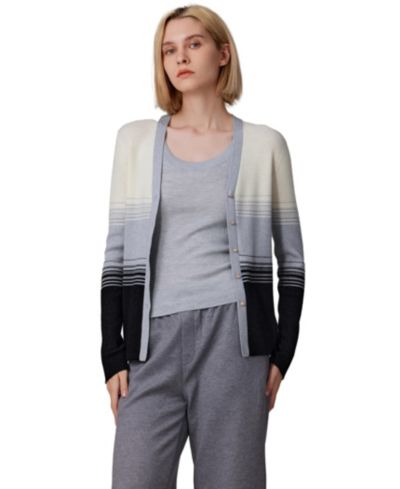 Женский кардиган JENNIE LIU Lurex Wool | Металлические пуговицы, V-образный вырез | Мягкий трикотаж