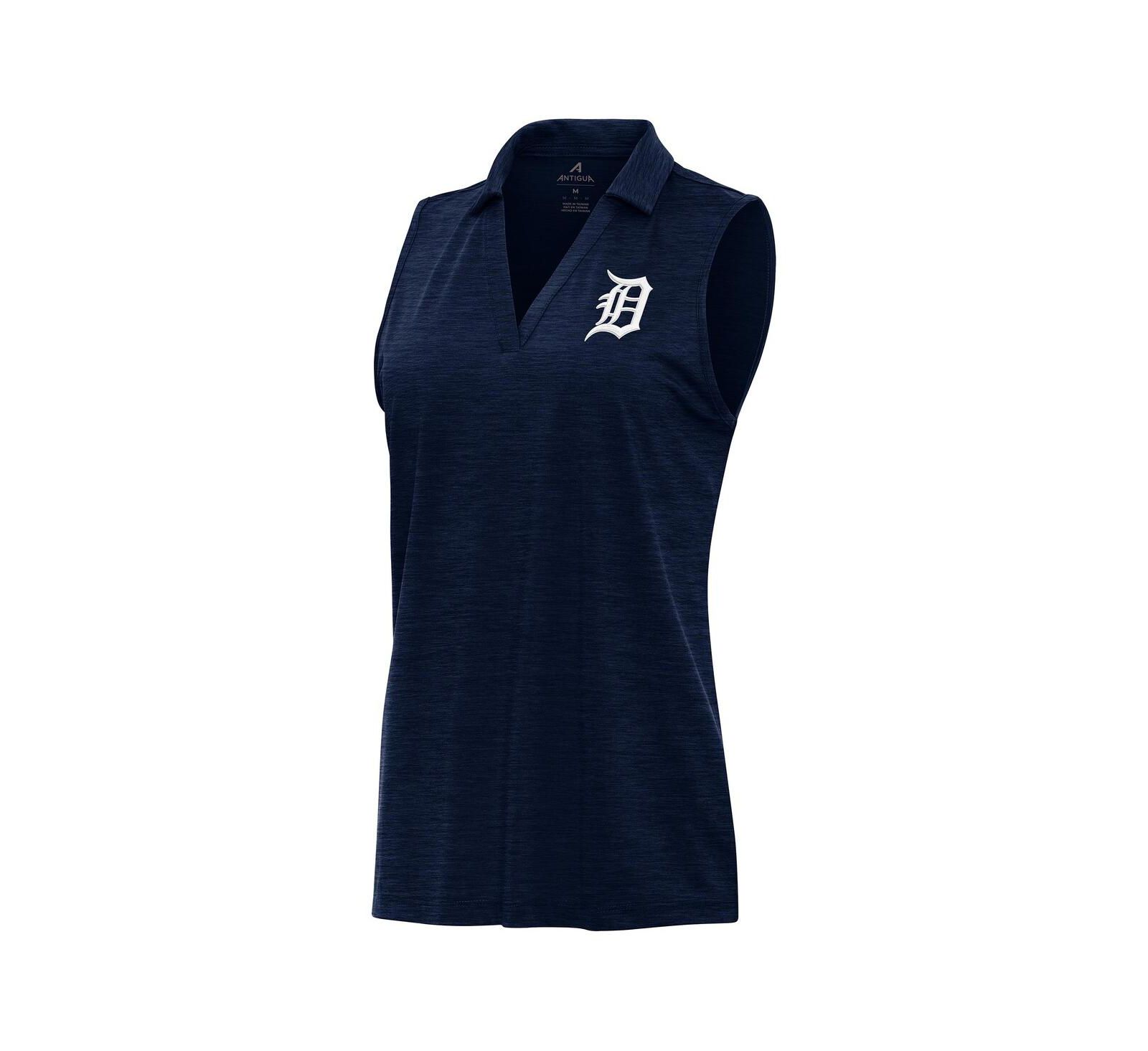 Женская рубашка-поло Antigua Heather Navy Detroit Tigers Layout Sleeveless