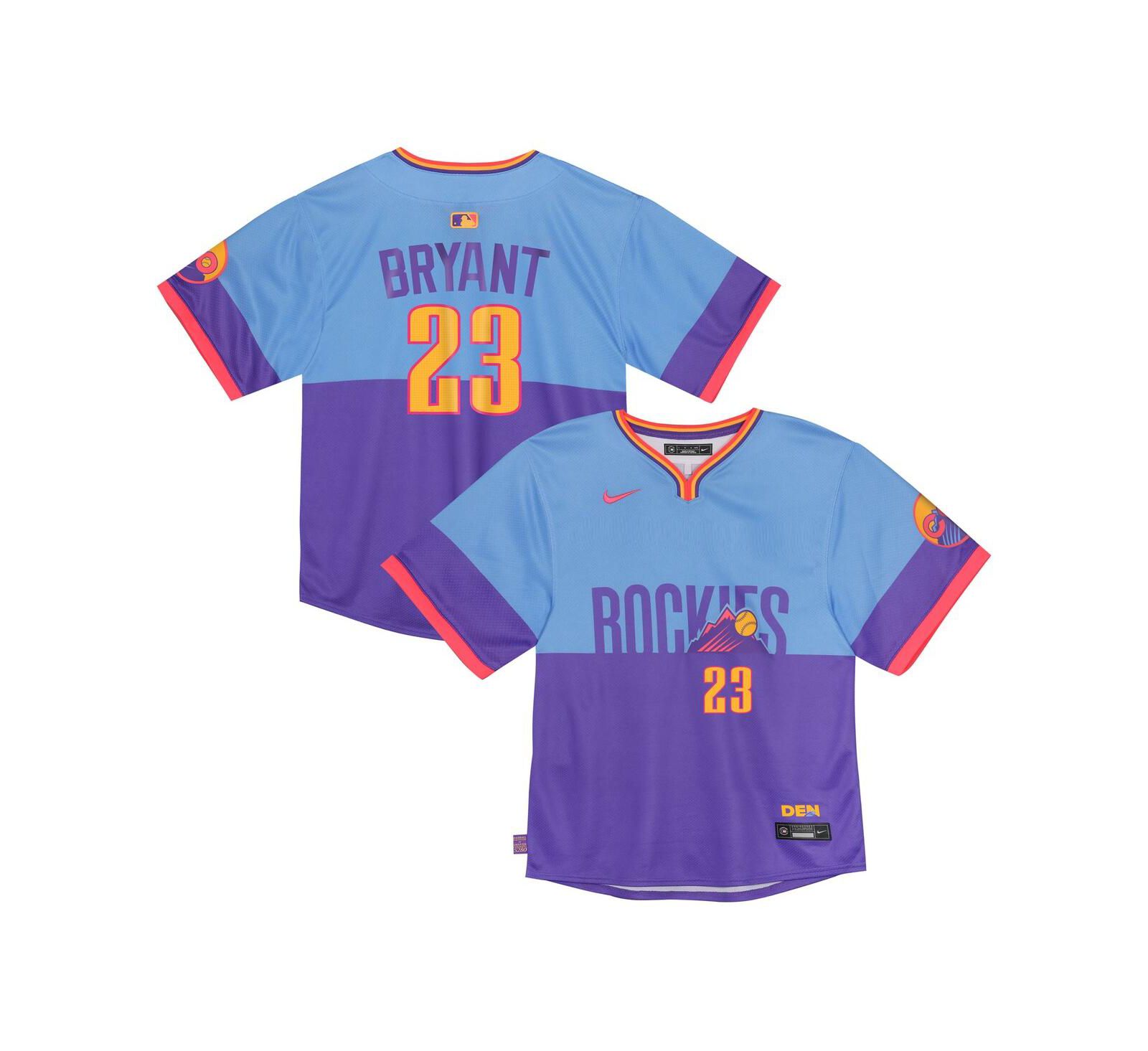 Nike Малыш Kris Bryant фиолетовый/голубой джерси Colorado Rockies 2025 City Connect Limited Player