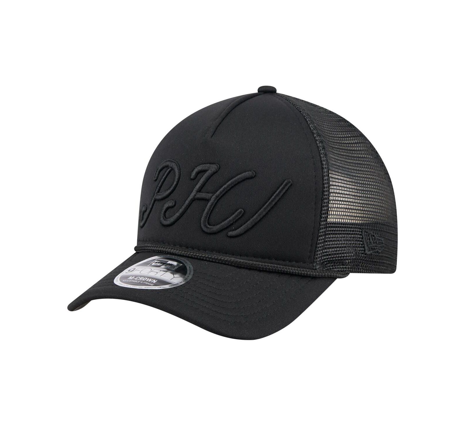 New Era Men's Black Philadelphia Phillies City Initial 9FORTY A-Frame M-Crown Adjustable Trucker Hat