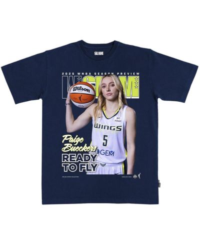 Slam Мужская и Женская футболка Paige Bueckers Navy Dallas Wings Cover