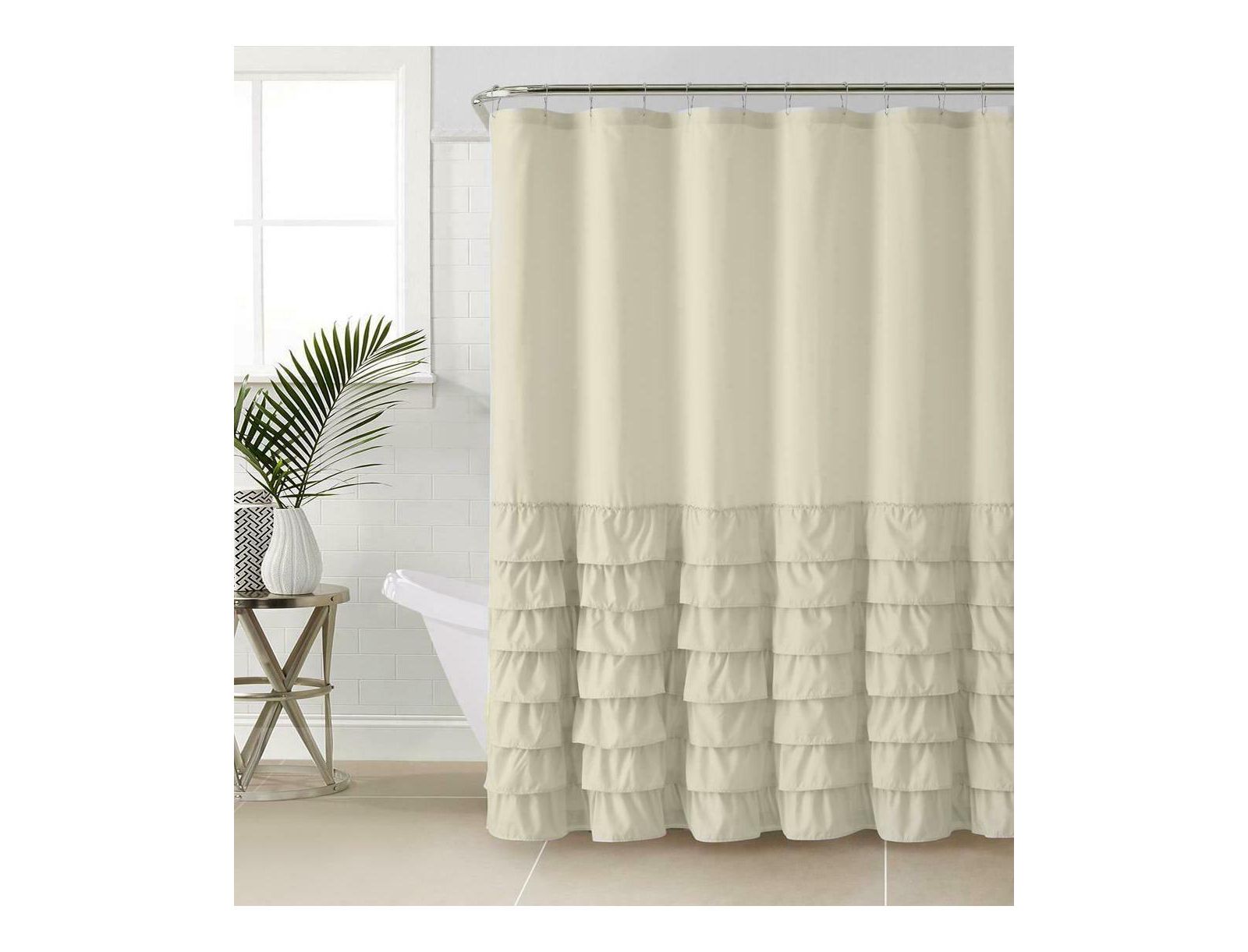 Kate Aurora занавеска для душа Boho Chic Matelasse с рюшами, тауп, 72 in. Long