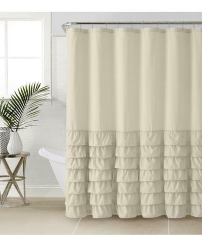 Kate Aurora занавеска для душа Boho Chic Matelasse с рюшами, тауп, 72 in. Long