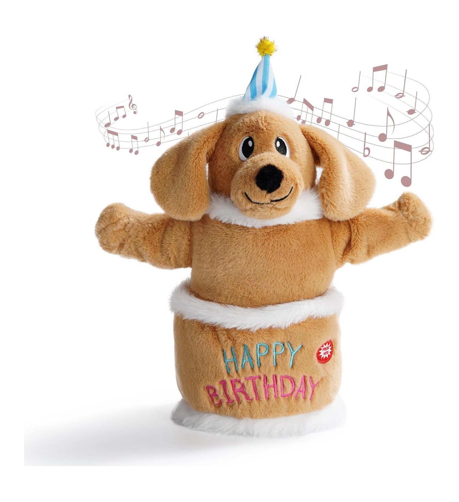Nocciola Birthday Cake Dog Toy, Dancing with Echo Function Feature, Singing Birthday Songs, Interactive Dog Toys, Plush Stuffed Puppy Toy