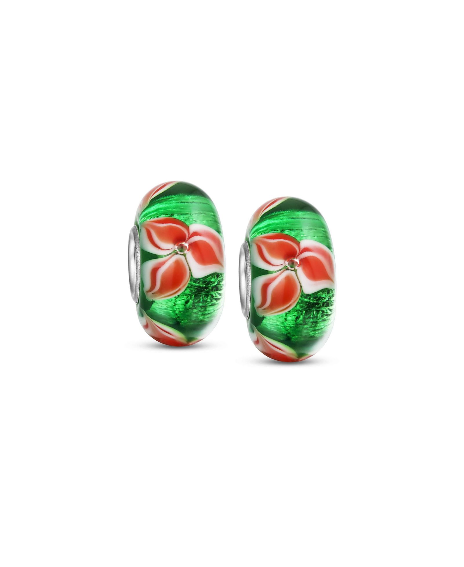 Bling Jewelry подвеска Bling Jewelry Sterling Silver Red Green Glass Christmas Flower Poinsettia