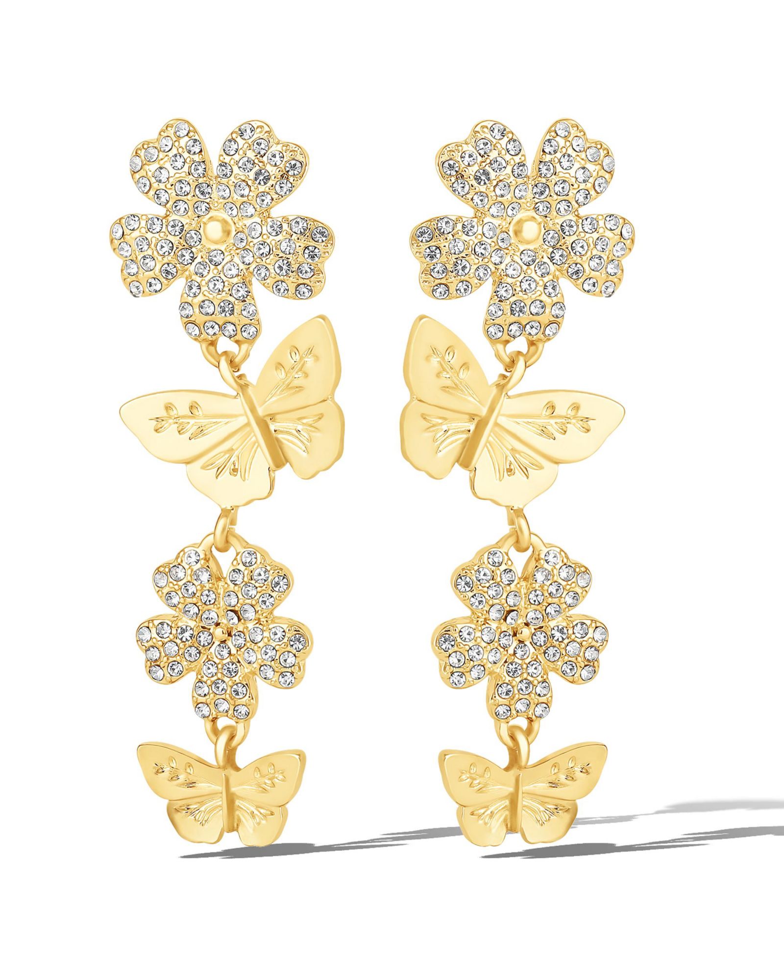 Серьги-подвески Jessica Simpson Vertical Butterfly с глянцевым финишем
