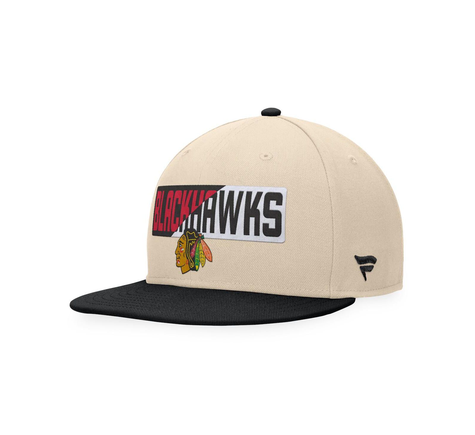 Мужская кепка Fanatics Cream/Black Chicago Blackhawks Goalaso Snapback