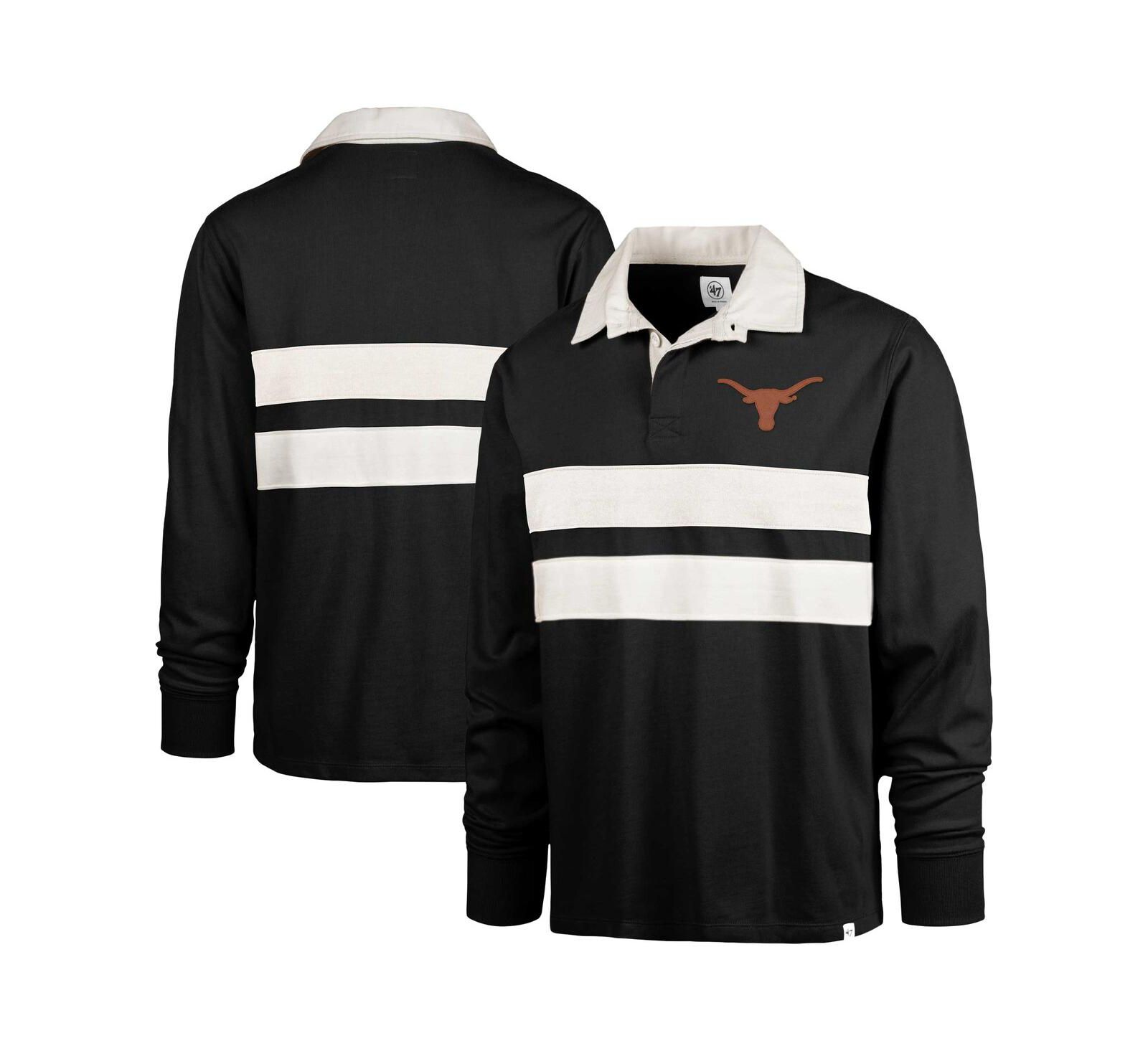 '47 Brand Мужская рубашка поло '47 Brand Black Texas Longhorns Clubhouse Knox Thames Long Sleeve Rugby
