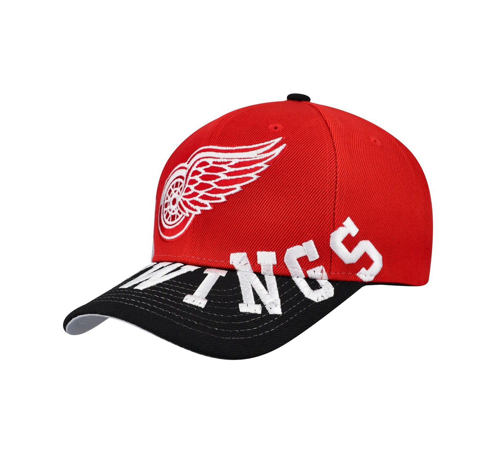 Mitchell & Ness Men's Red/Black Detroit Red Wings Under Arch Two-Tone Pro Crown Snapback Hat