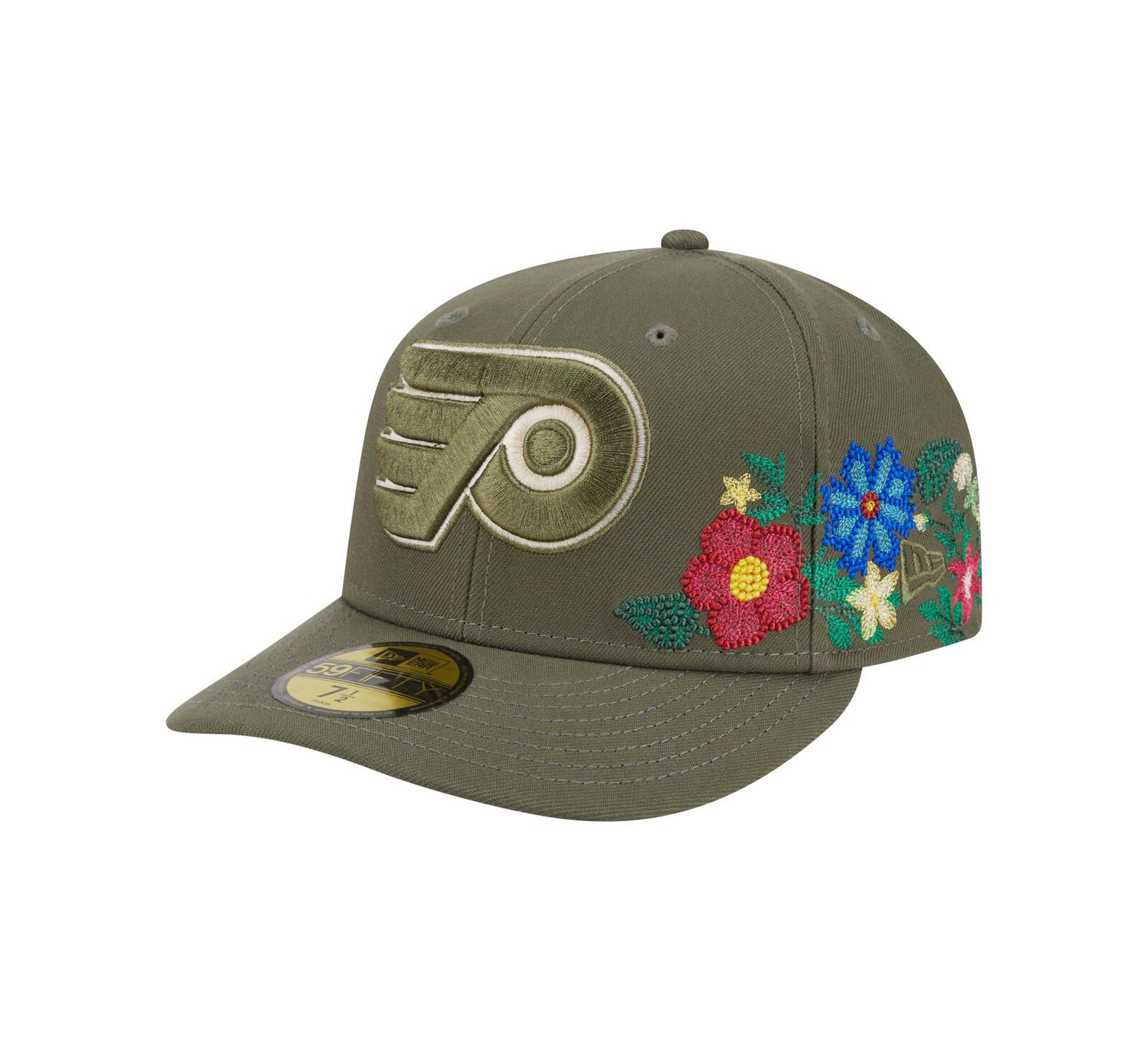 New Era Men's Olive Philadelphia Flyers Tonal Florals 59FIFTY Fitted Hat