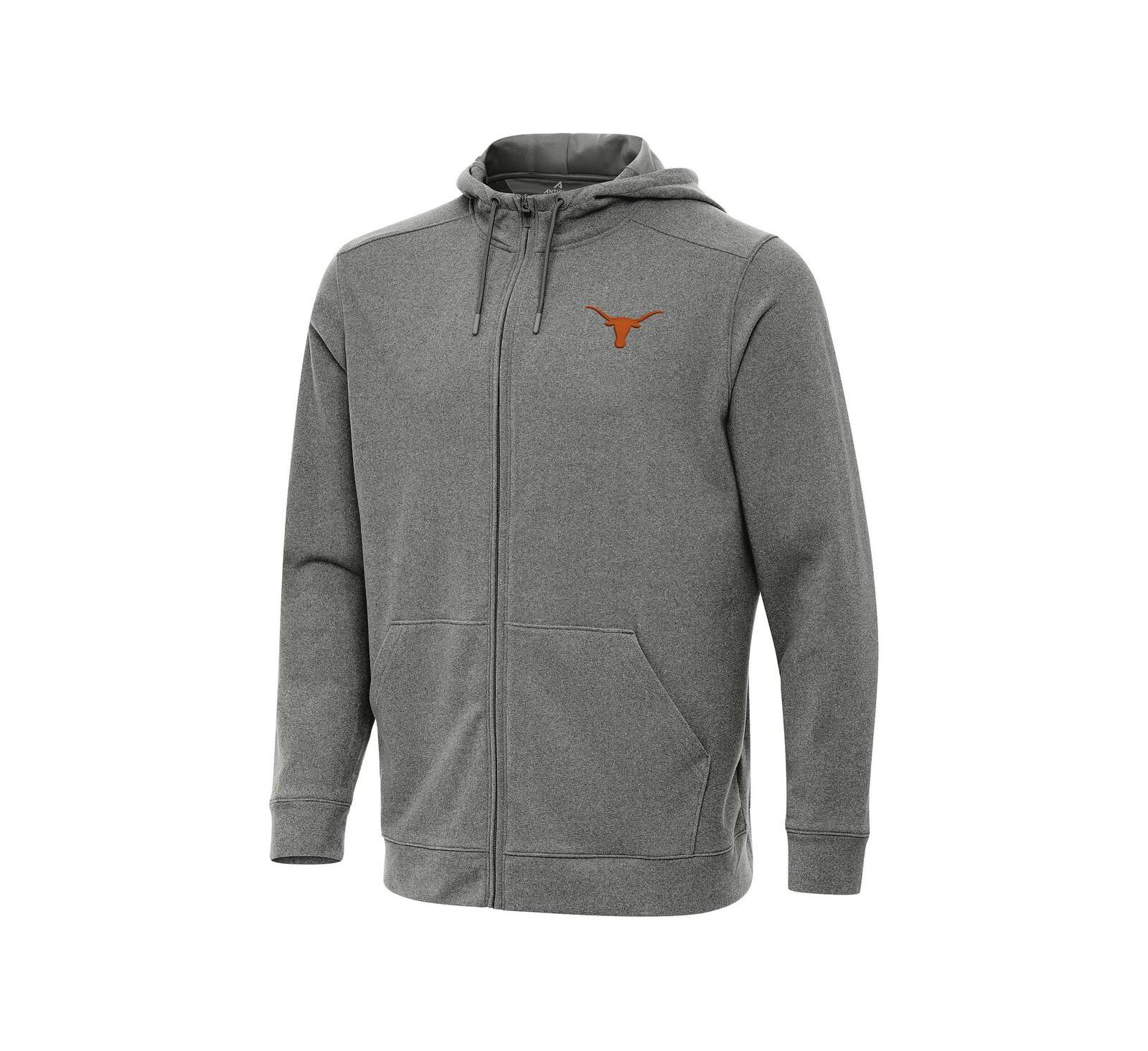 Antigua Men's Heather Black Texas Longhorns Effortless Full-Zip Hoodie Jacket