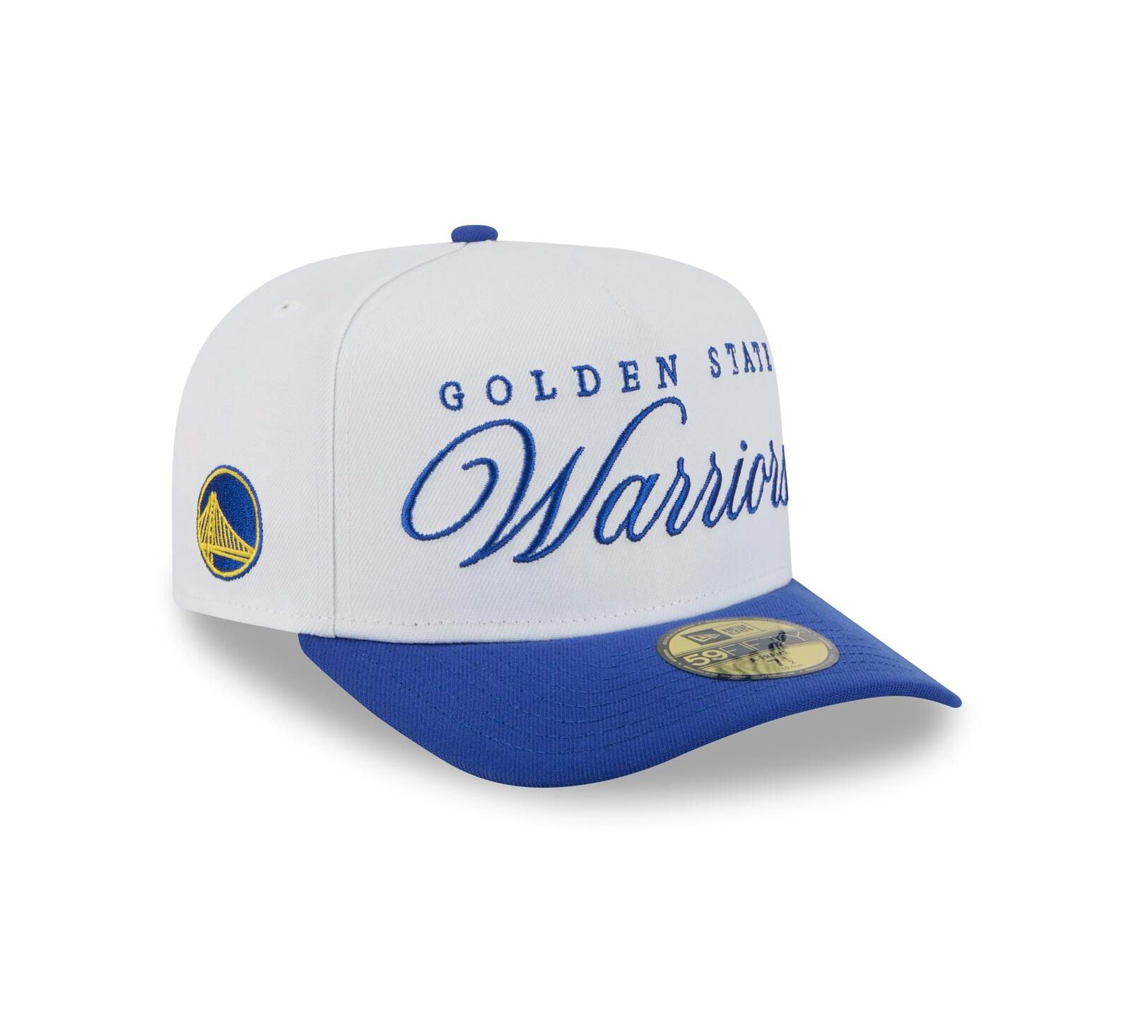 Мужская кепка New Era Golden State Warriors 2025 NBA Draft A-Frame 59FIFTY, белая/королевская