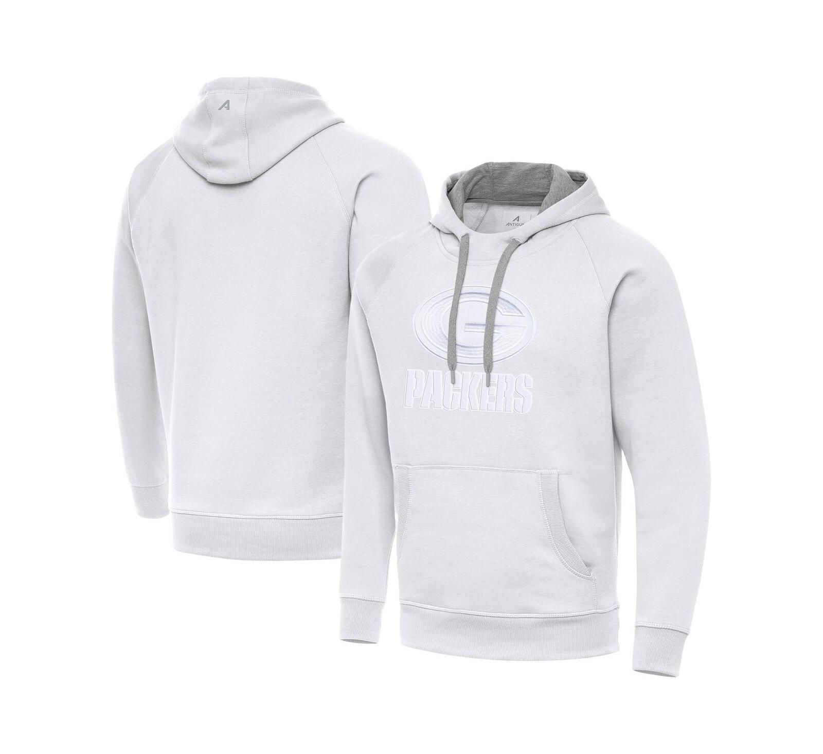 Antigua Men's White Green Bay Packers Victory Pullover Hoodie