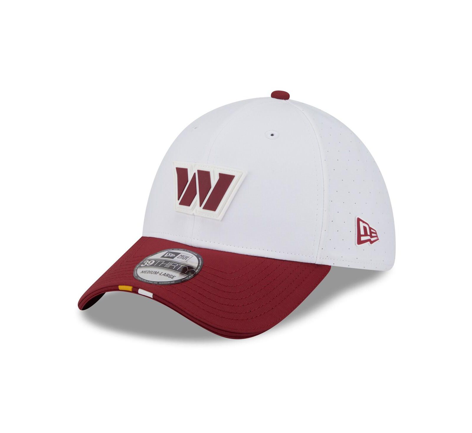 New Era Men's White/Burgundy Washington Commanders 2025 NFL Training Camp 39THIRTY Flex Hat