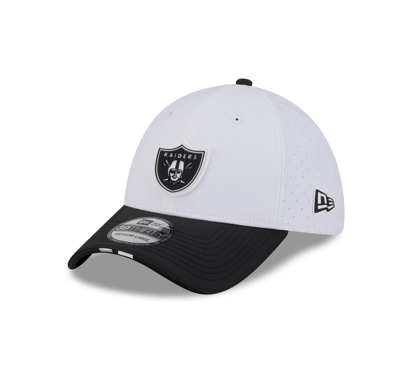 New Era Мужская кепка Las Vegas Raiders 2025 NFL Training Camp 39THIRTY Flex White/Black