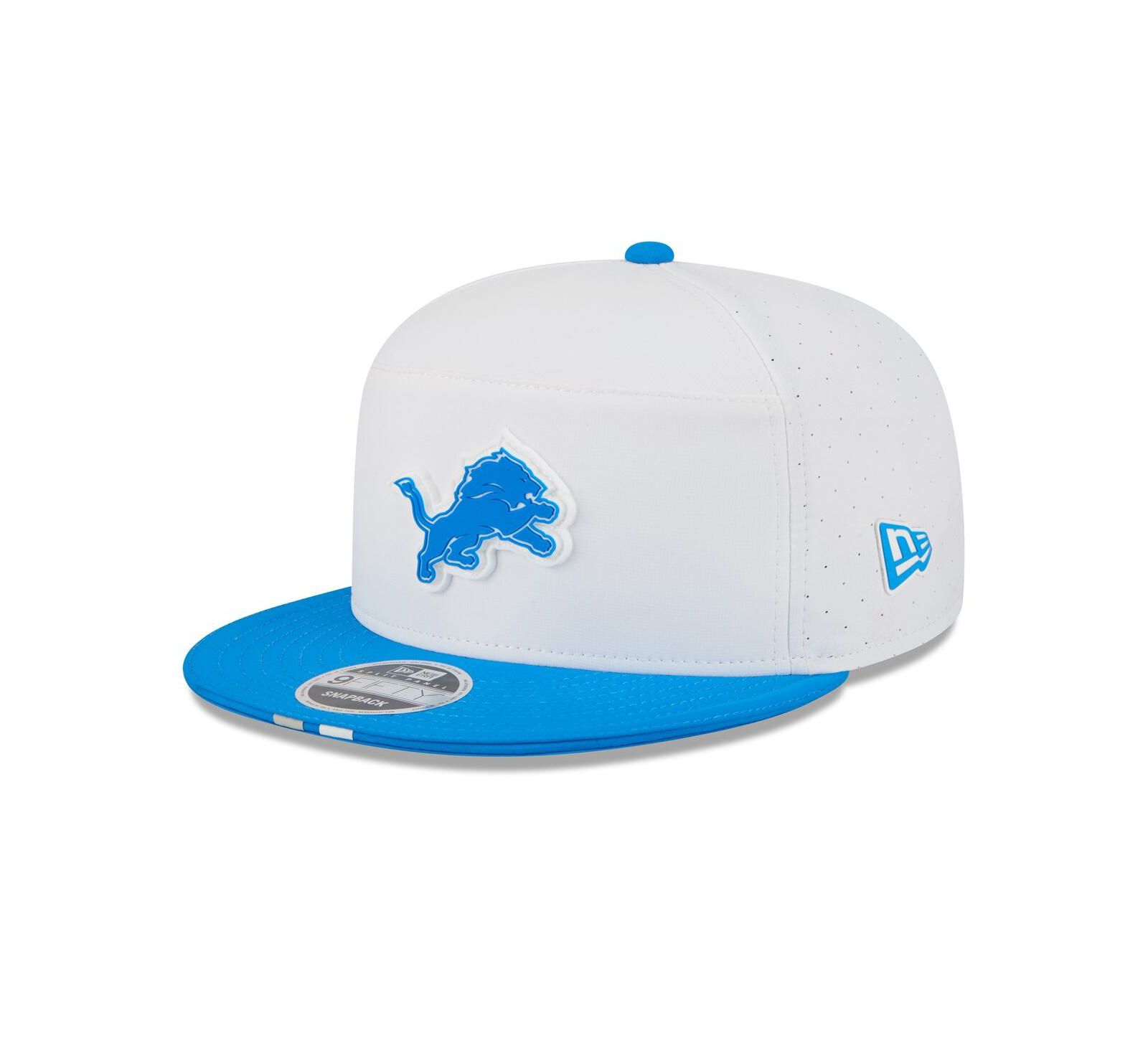 New Era Men's White/Blue Detroit Lions 2025 NFL Training Camp Split Panel 9FIFTY Snapback Hat