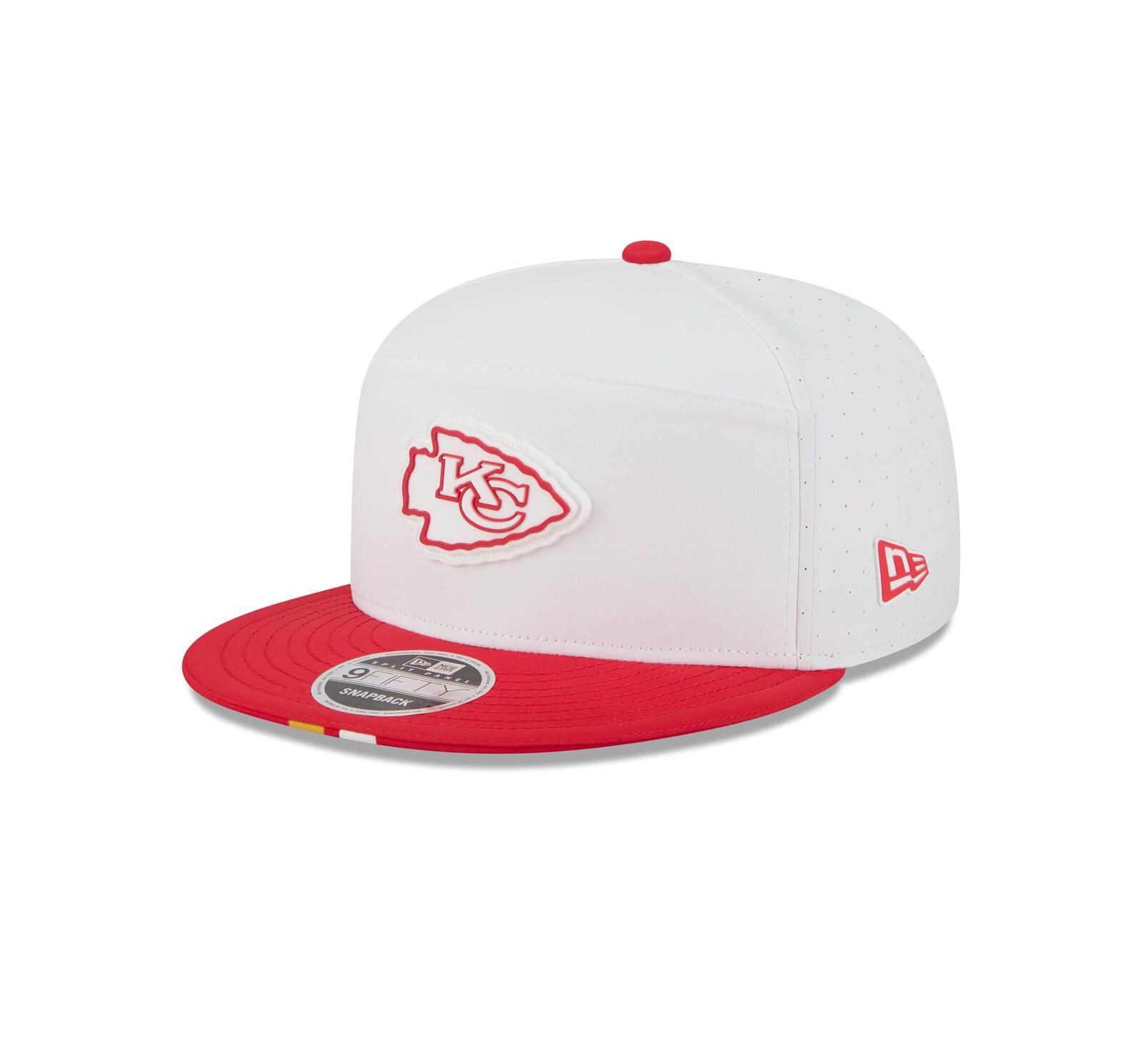 New Era Men's White/Red Kansas City Chiefs 2025 NFL Training Camp Split Panel 9FIFTY Snapback Hat