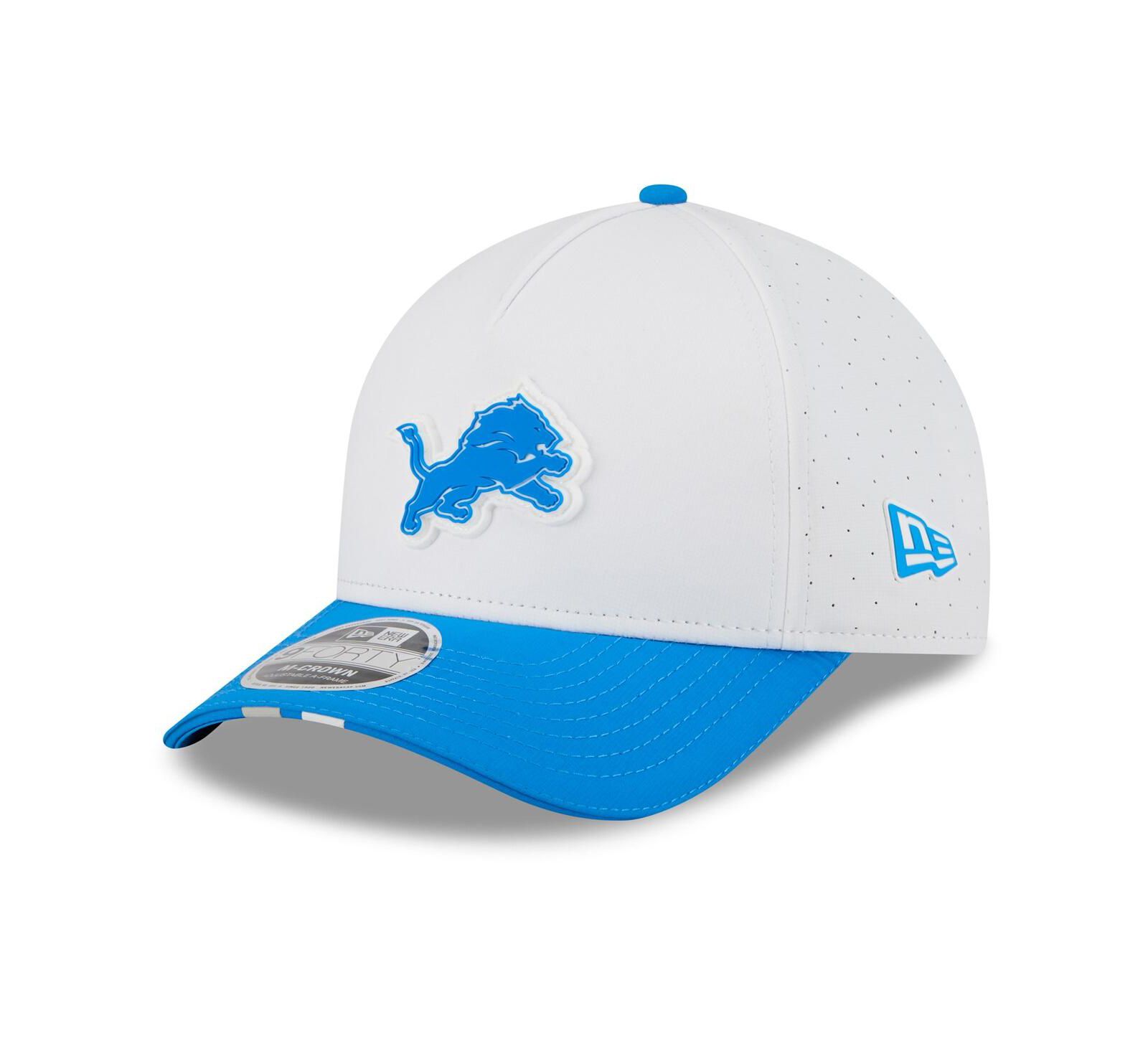New Era Men's White/Blue Detroit Lions 2025 NFL Training Camp A-Frame 9FORTY Adjustable Hat